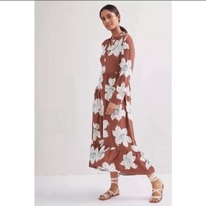 HOT! Anthropologie Floral Dress, Brown/White, 1X